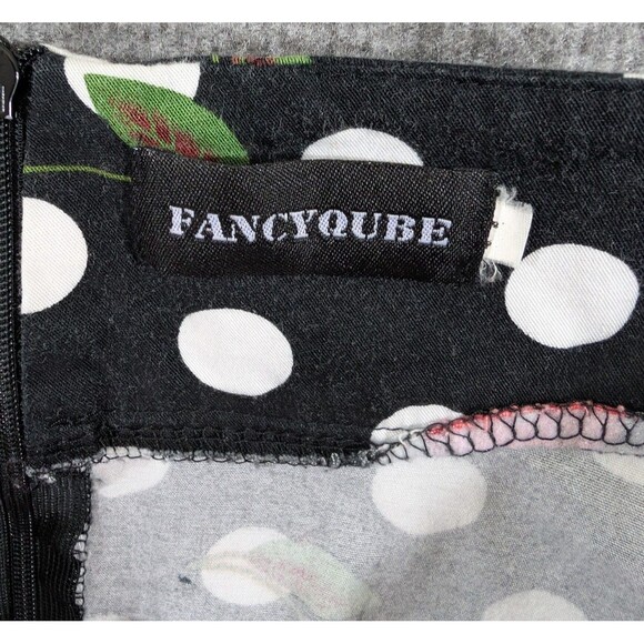 FANCYQUBE Polka Dot Cherry Print Skirt Zipper Detail Women's Feminime - Picture 15 of 16